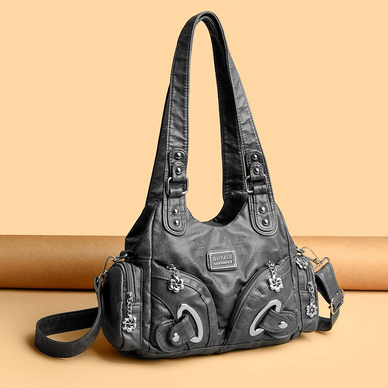 Women's Pu Leather Solid Color Vintage Style Classic Style Square Zipper Shoulder Bag3