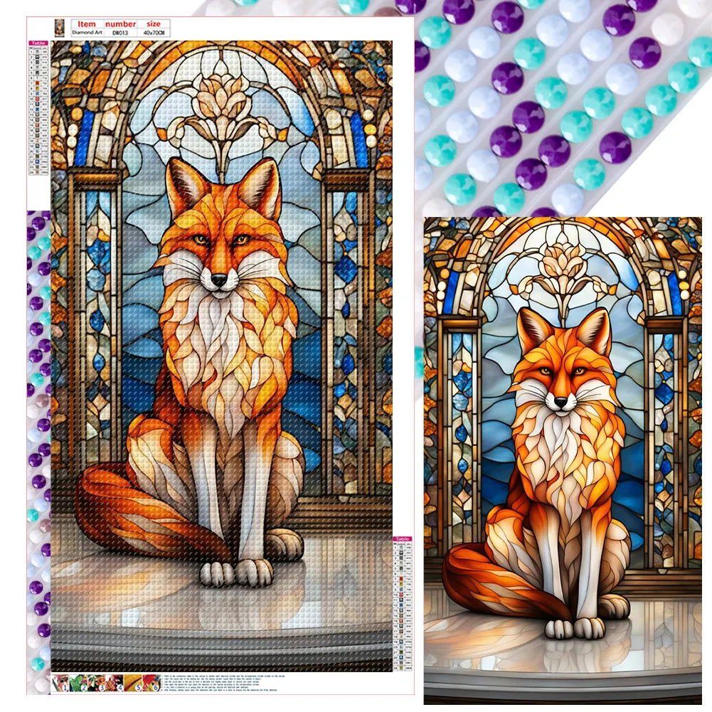 Diamond Painting - 5D Full Round Drill - Stained Glass Fox(Canvas|40*70cm)