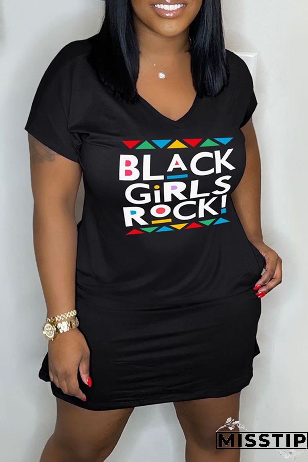 Orange Casual Print Basic V Neck Short Sleeve Dress