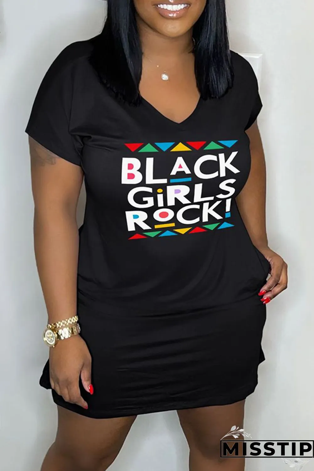 Orange Casual Print Basic V Neck Short Sleeve Dress