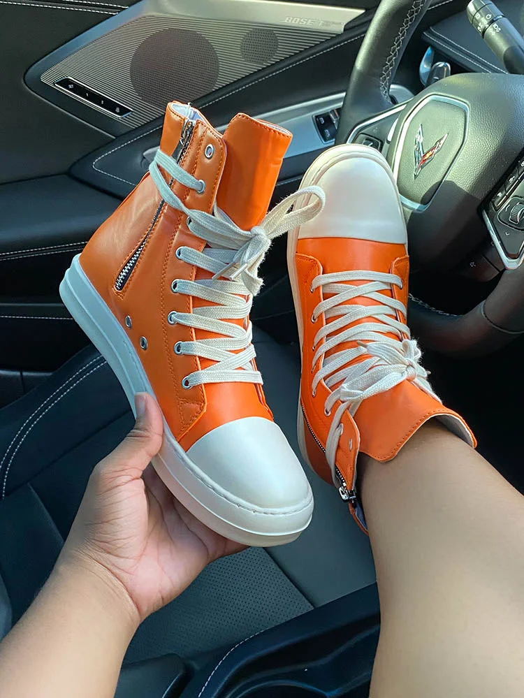 Fashion Zipper High-Top Sneakers