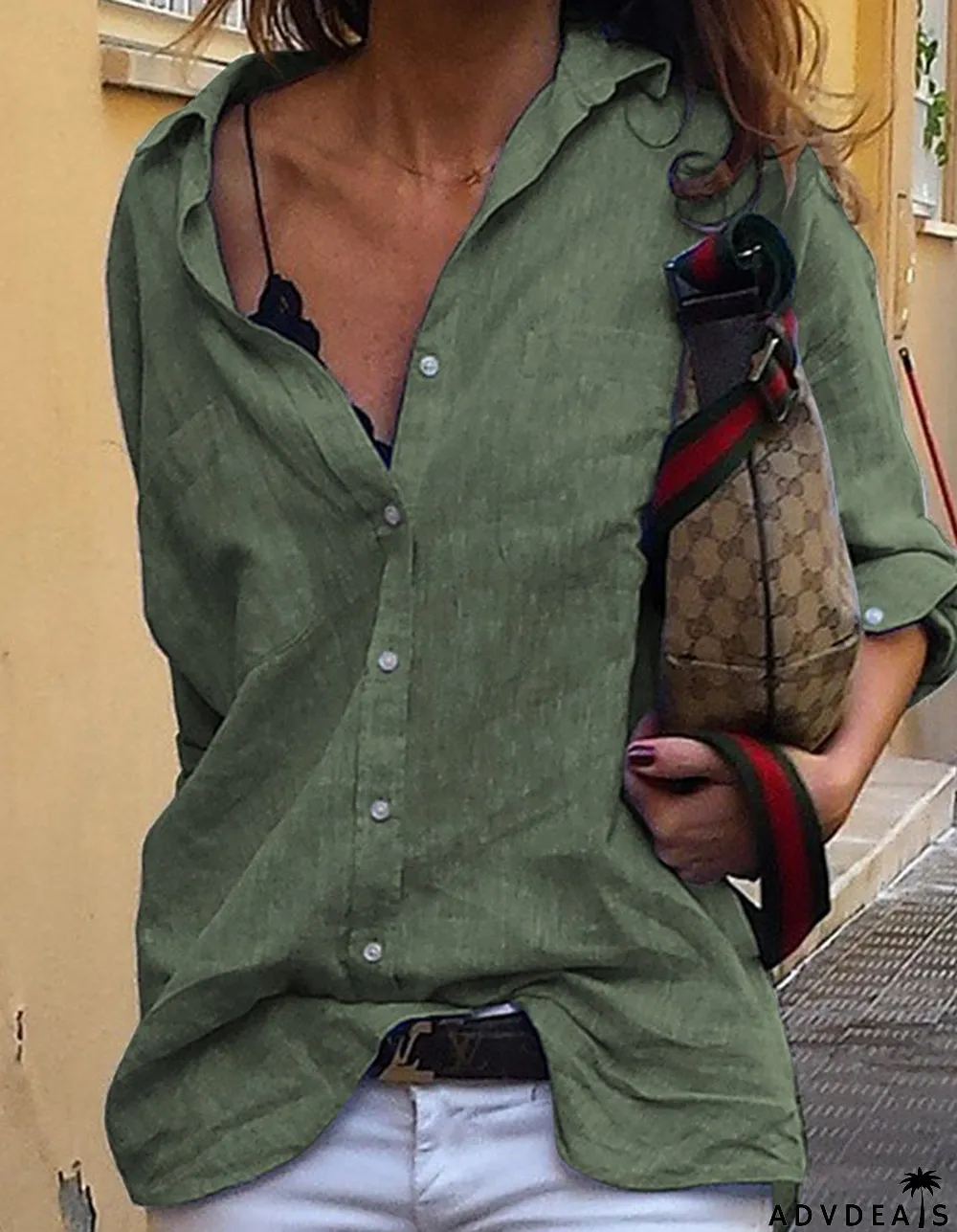 Women's Casual Solid Long Sleeved Shirt