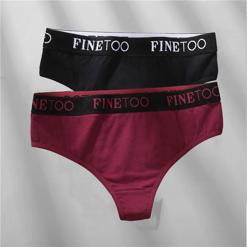 FINETOO 2/3PCS Cotton Sexy Underwear G-string Women M-XL Panties Fashion Letter Waist Femme 2021 Underpant For Woman Thong Girls