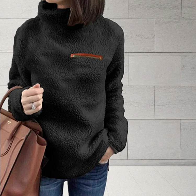 Uveng Uveng Sweater In Autumn 2024 Women's Fashion Zipper High-Neck Bottom Top
