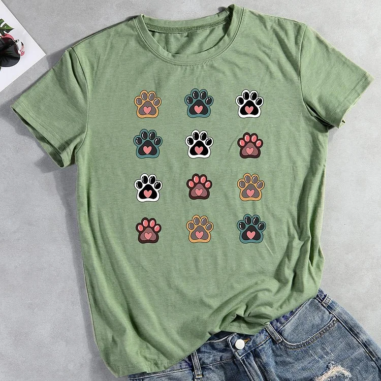 Cute Dog Heart Paw  Pet Animal Lover T-shirt Tee -012146-CB