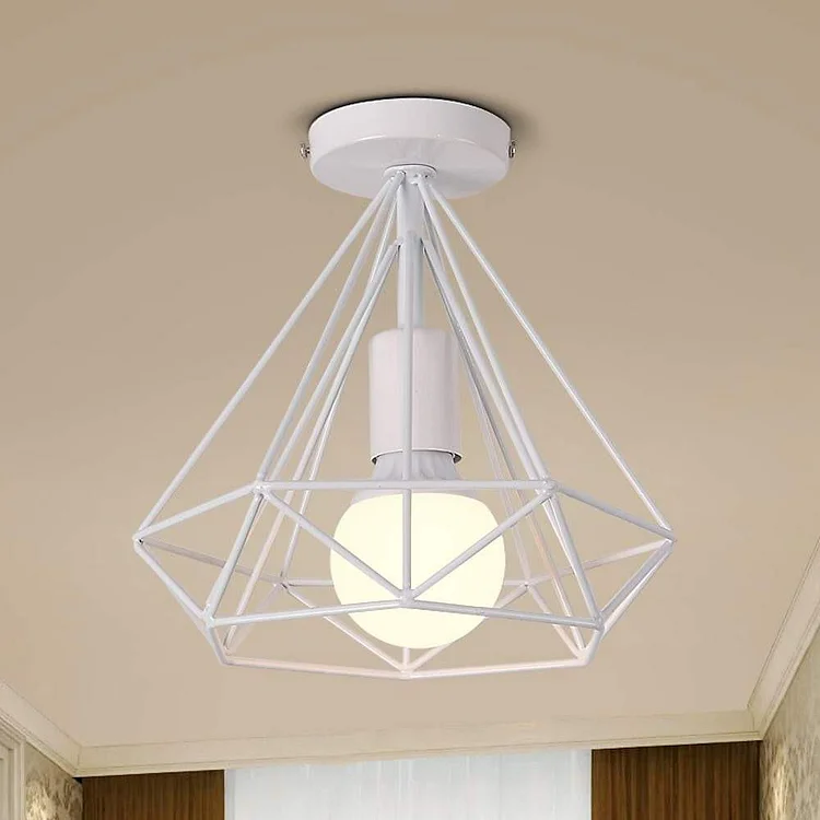 Mini Metal Caged LED Retro Flush Mount Lighting Ceiling Lights Chandelier - Appledas