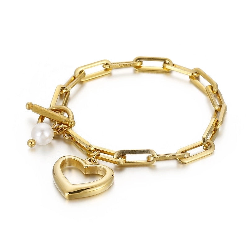 Titanium Steel 18K Gold Plated Fashion Heart