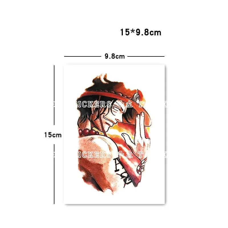 New Ace Luffy White Beard Zoro Temporary Fake Tattoo Stickers Waterproof Men and Women Long-lasting Flower Arm Tattoos