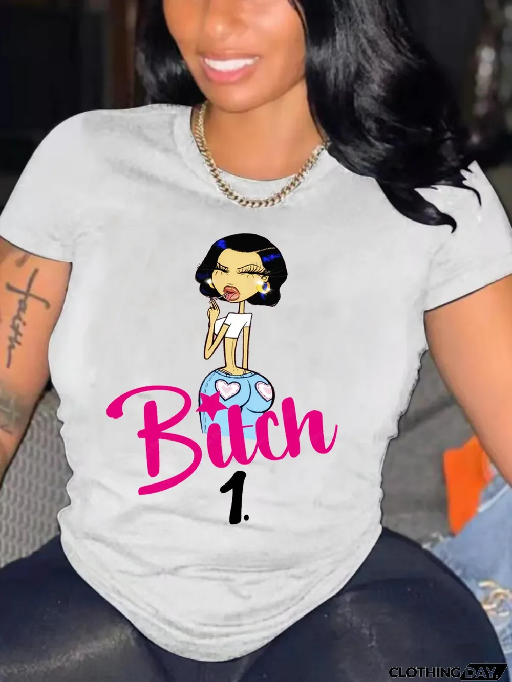Plus Size Cartoon Print Short Sleeve Fashion T-shirt