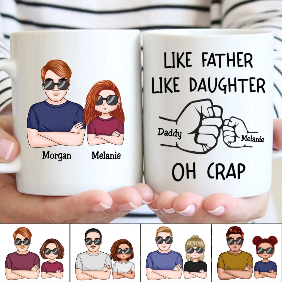 Loveyoufancy Like Father Like Daughter Fist Bump Handshake - Personalized Mug