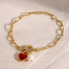 New Red Heart Pearl 18K Golden Bracelet