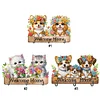 (US Local)Wooden Cat & Flower Diamond Painting Art Craft Wall Hooks DIY Crafts Decor