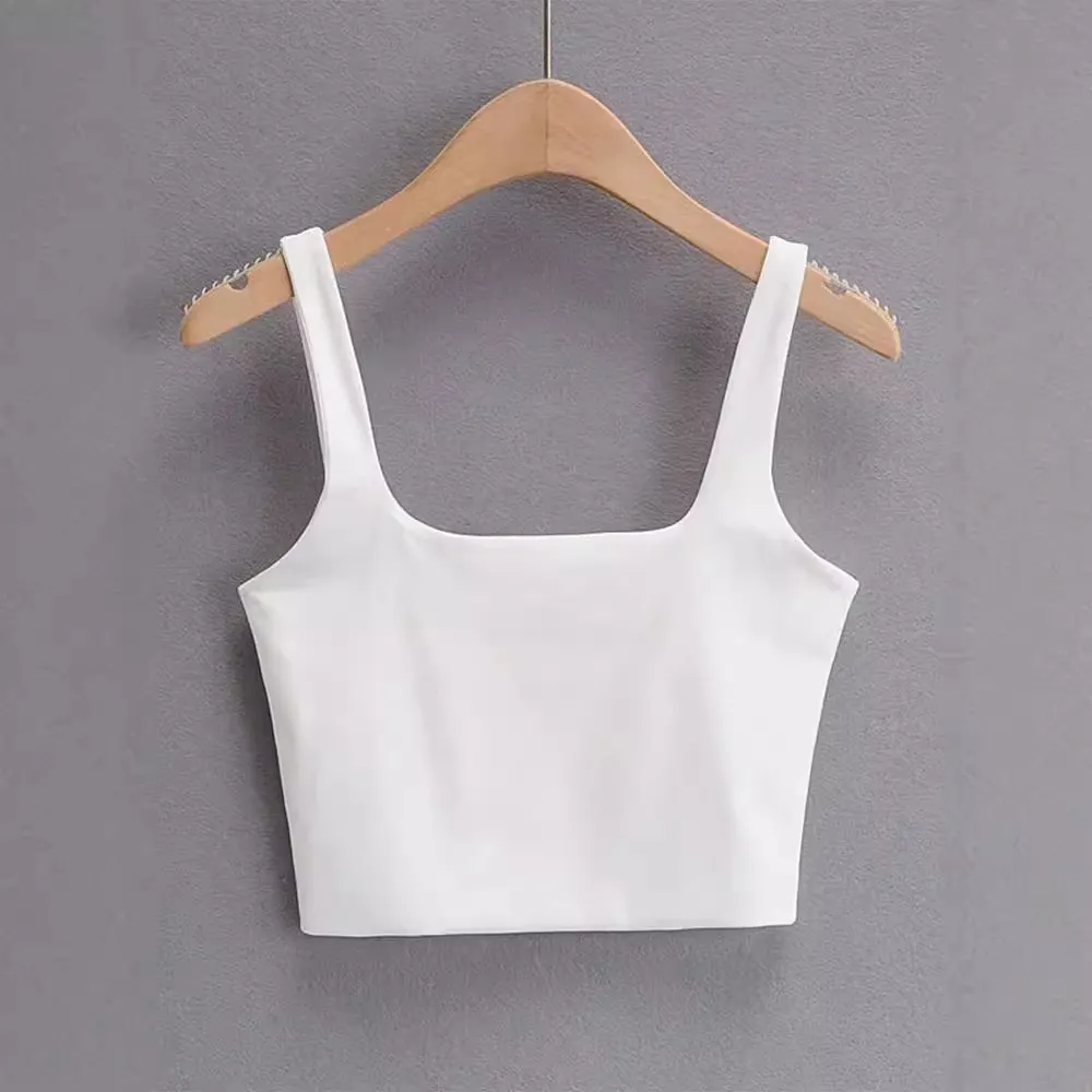 Churchf Churchf Temperament Sexy Back Double Small Vest Summer Women's New Pure Color Versatile Short Sleeveless Jacket
