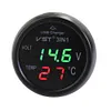 3 in 1 Digital LED Car Voltmeter Thermometer 12V/24V USB Car Charger (Red Green)