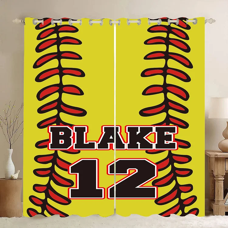 Personalized Kids Baseball Window Curtain|C27