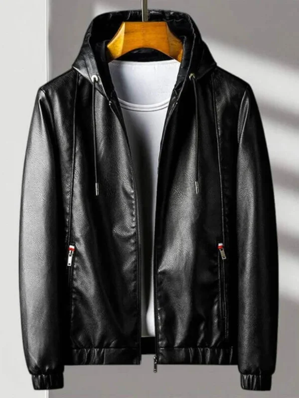 Urban Edge Men's Hooded Leather Jacket