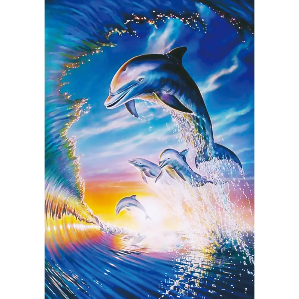 Diamond Painting - Full Round/Square Drill - Dolphin(30*40 - 50*60cm)