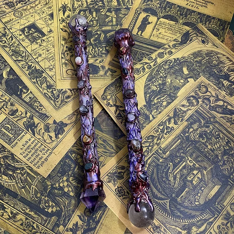 Olivenorma Double Headed Magic Amethyst Clear Crystal Wands