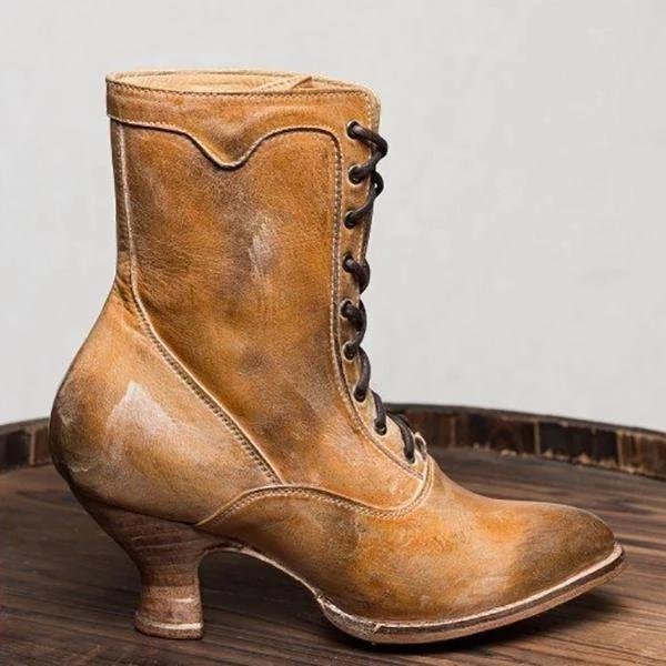Lace-Up Low Heel Women Boots -boots