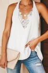 Plus Size Lace Deep V Neck Backless Tank Top