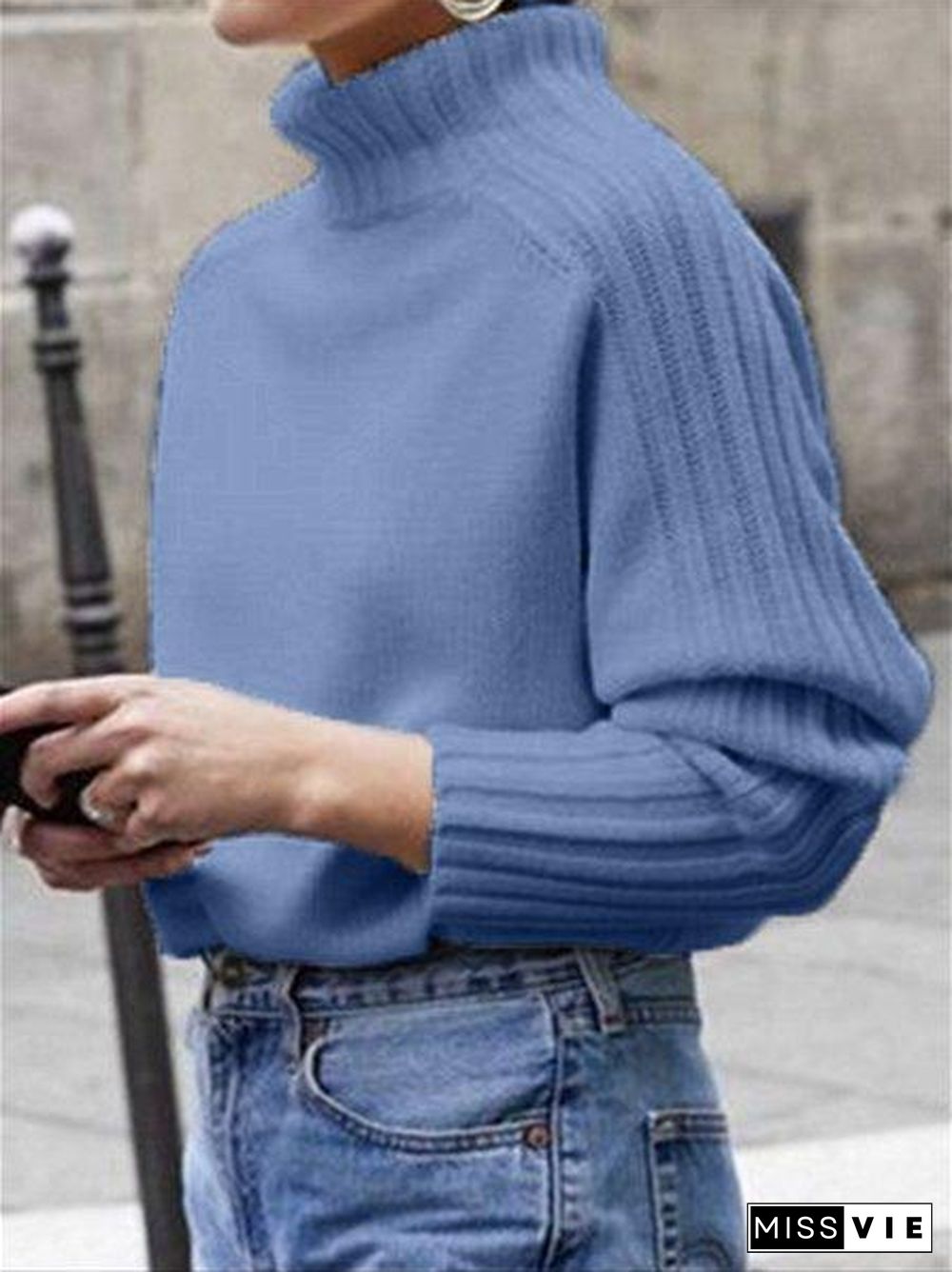 Autumn Winter Casual Basic Daily Turtleneck Knitted Sweater