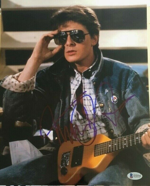 MICHAEL J FOX SIGNED AUTOGRAPHED 11x14 Photo Poster painting BACK TO THE FUTURE BECKETT COA