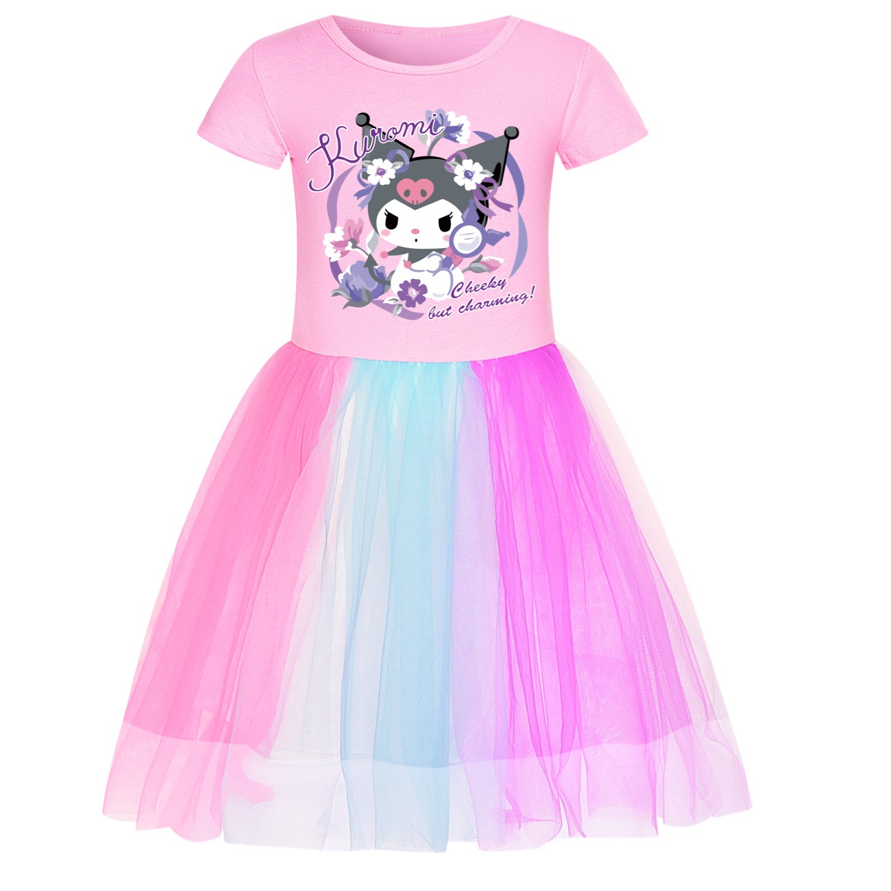 Kuromi Starry Rainbow Lace Skirt Dress 3246 – Whimsical Charm for Cute and Trendy Fashion -Mayoulove