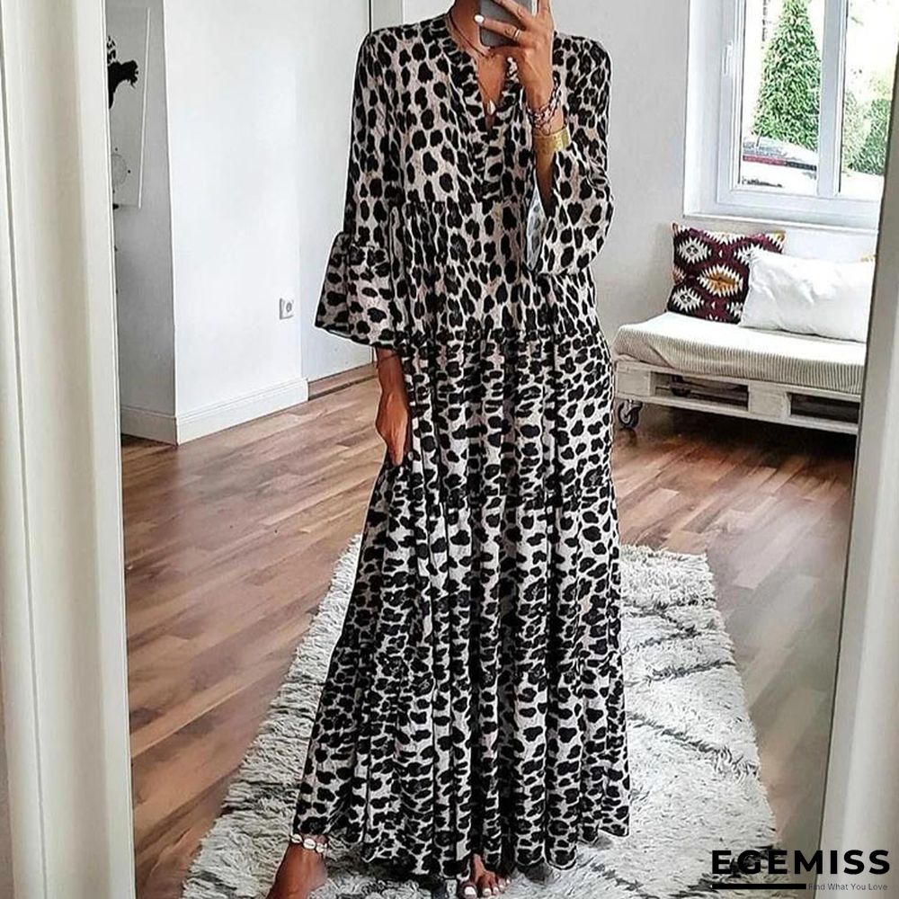 Leopard Print Dress Bohemian Style Dress | EGEMISS
