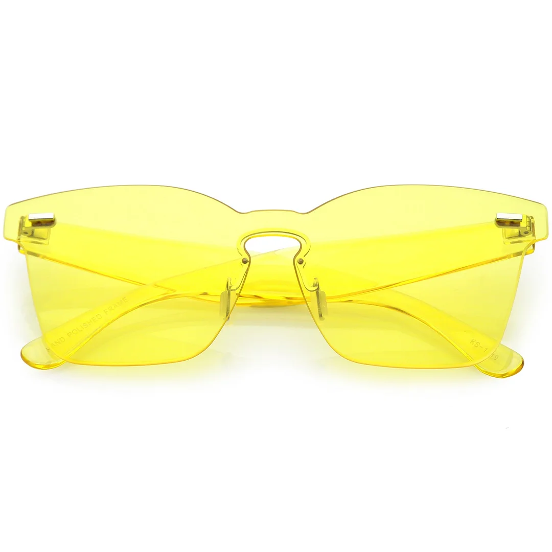 Oversize Rimless Horn Rimmed glasses Keyhole Nose Bridge Mono Flat Lens 59mm