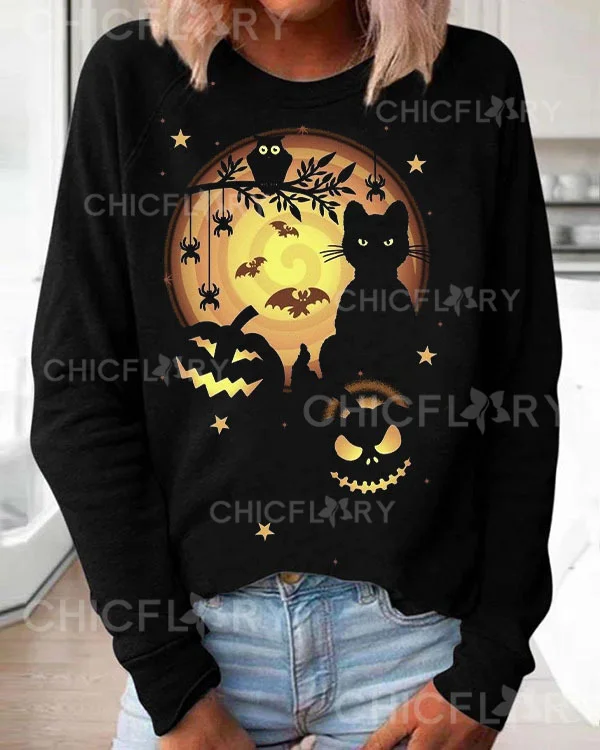 Halloween Print Loose Sweatshirt