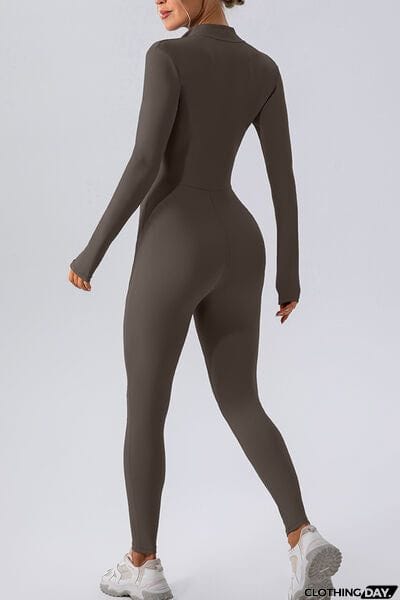 Half Zip Mock Neck Active Jumpsuit