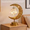 Muslim Crescent Moon Lamp Ramadan Gifts Islamic Table Decor Night Lamp Eid Mubarak Ramadan Lights for Home Bedroom Dining Holiday Festival Decor