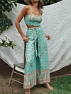 Floral Printed Wide Leg Two-Piece Suits