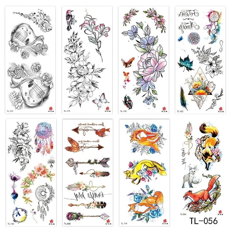 Flower animal totem romantic beautiful bird fragrance waterproof lasting men and women personality temporary tattoo stickers