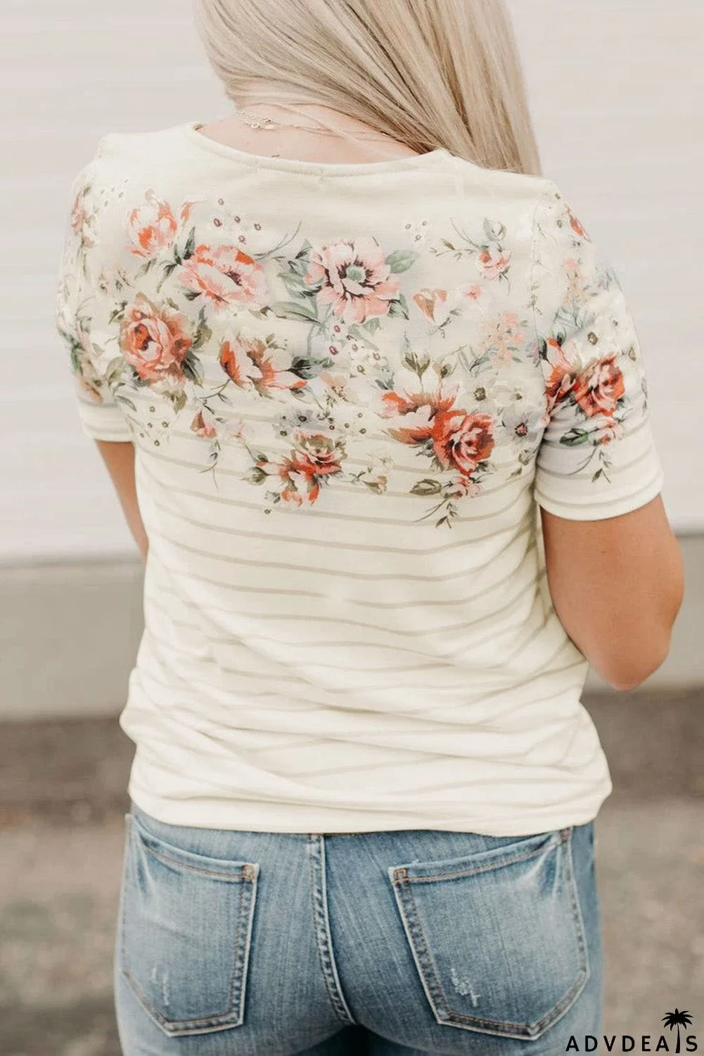 Spring Vibe Floral & Stripe Tee