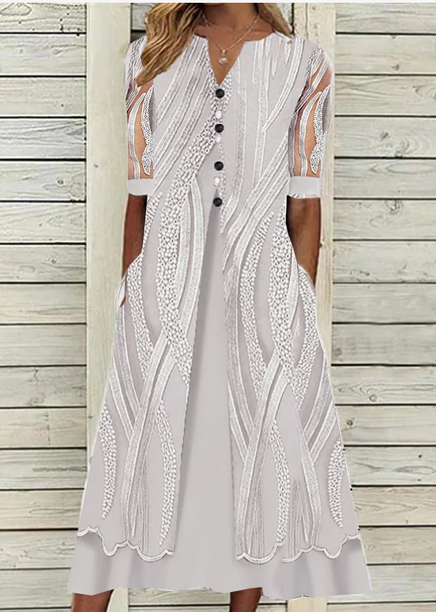 Women's Printed V-neck Long Dress
