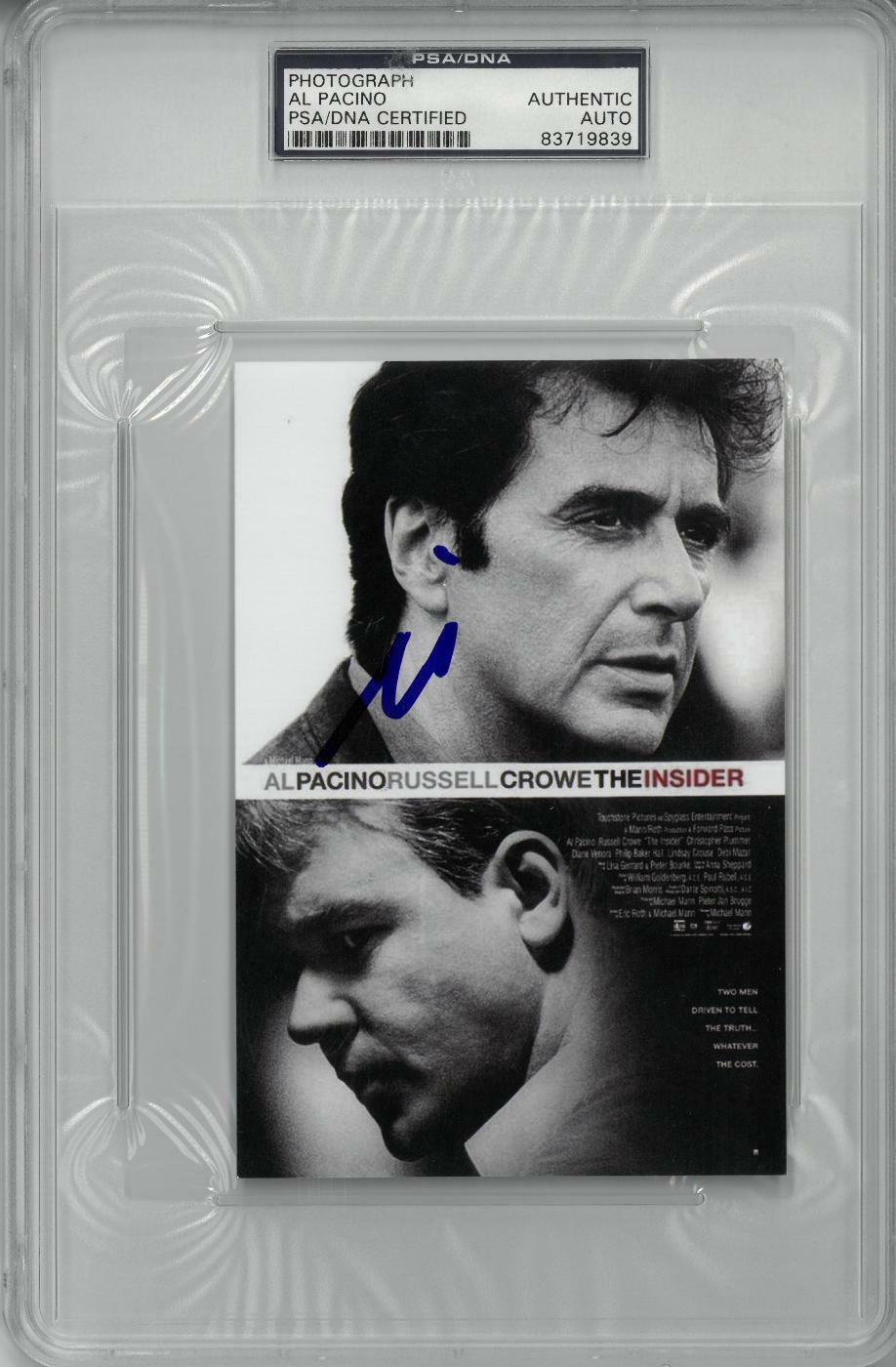 Al Pacino Signed The Insider Autographed 4x6 Photo Poster painting Encap PSA/DNA #83719839