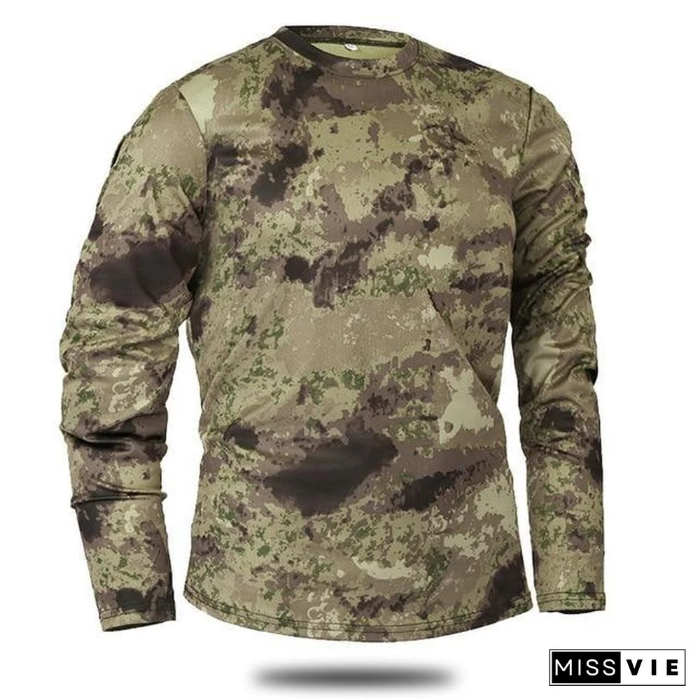 Men Long Sleeve Tactical Camouflage T-shirt camisa masculina Quick Dry Military Army shirt