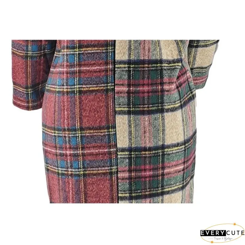 Plaid Patchwork Woolen Coat