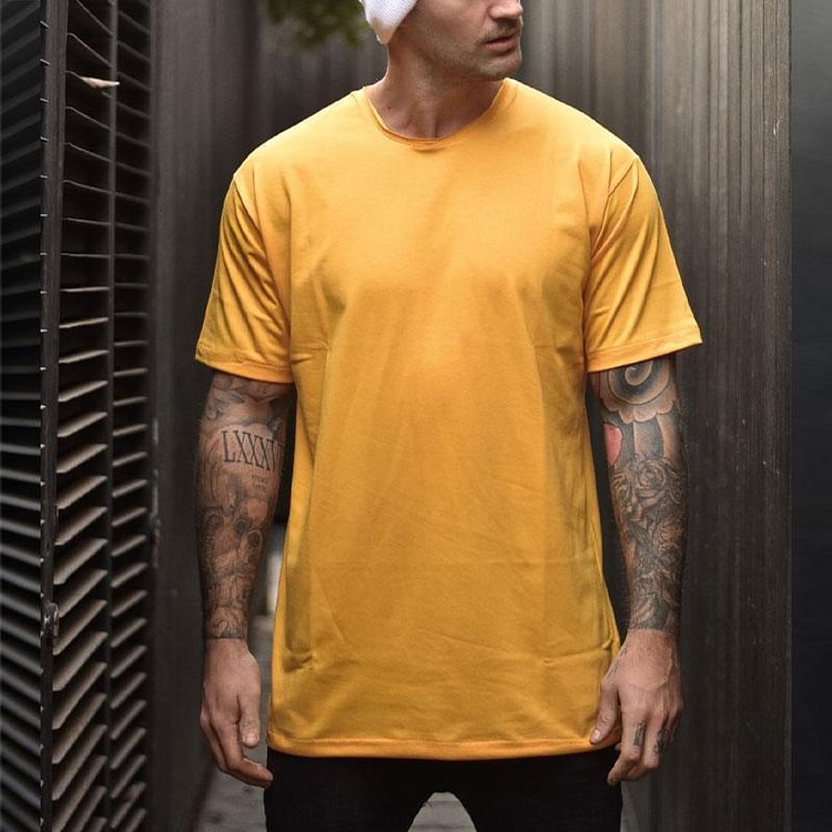 Solid color round neck short sleeve T-shirt