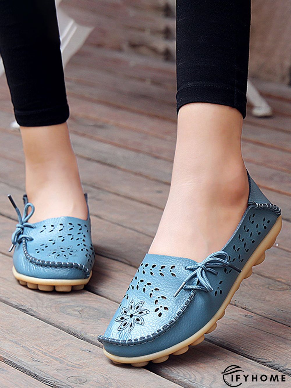 Cowhide Hollow Lace-up Portable Shoes | IFYHOME
