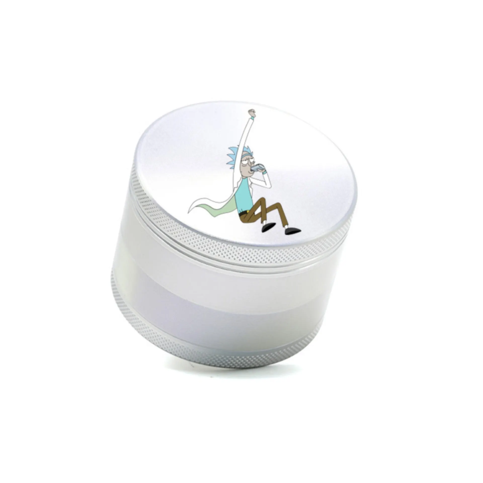 63MM Aluminum Alloy 4 Layers Gradient Color Colorful Cartoon Pattern Herb Grinder-Silver