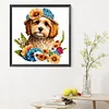 Diamond Painting -5D Full Round Drill Flower Cluster Dog