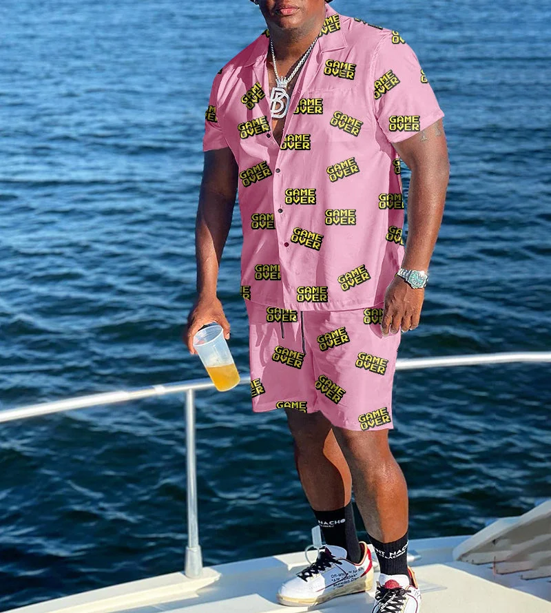 Hawaii Men's Casual Printed Short Sleeve Shirt Set