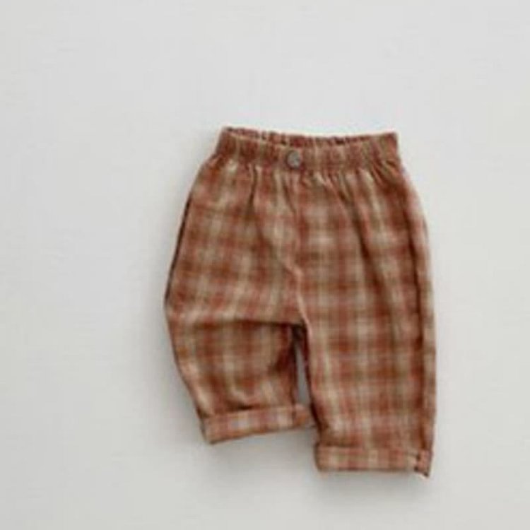 Baby Retro Plaid Simple Pants