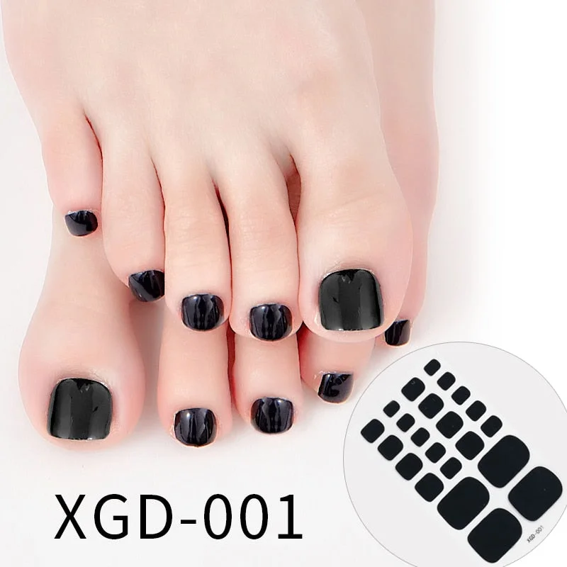 22tips Color Toe Nail Stickers/Strips Nail Art Fake Nails Stickers for Nails Toe Self-Adhesive Feet Stickers Drop Shipping