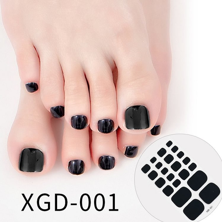22tips Solid Color Toe Nail Stickers/Strips Nail Art Fake Nails Fashion Stickers for Nails Toe Self-Adhesive Feet Stickers