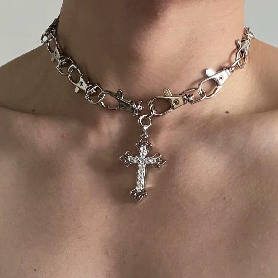 Vintage Punk Cross Butterfly Pearl Necklace