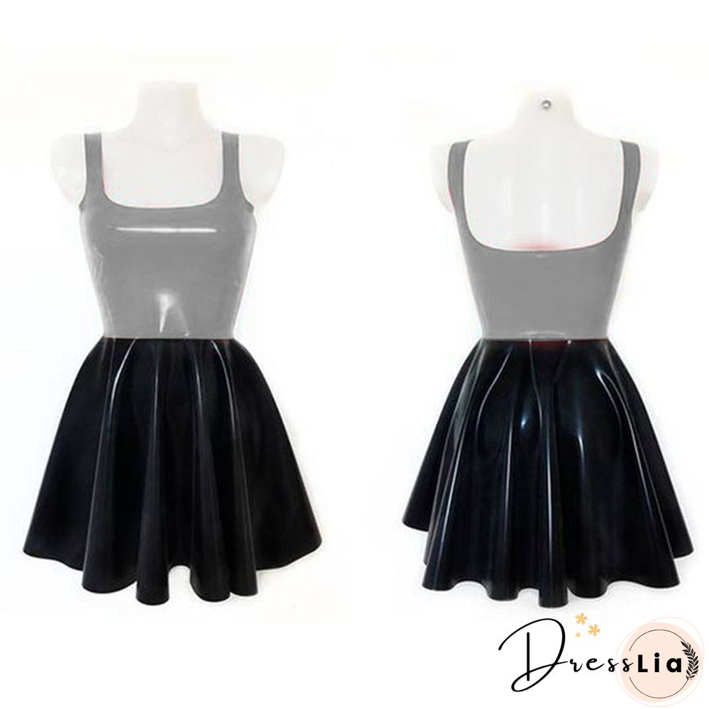 Plus Size A-line Sleeveless Mini Dress Ladies Splicing Color Pleated PVC Dress Summer High Street Sundress Fashion Streetwear