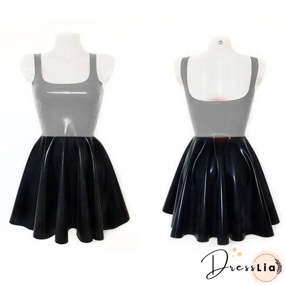 Plus Size A-line Sleeveless Mini Dress Ladies Splicing Color Pleated PVC Dress Summer High Street Sundress Fashion Streetwear